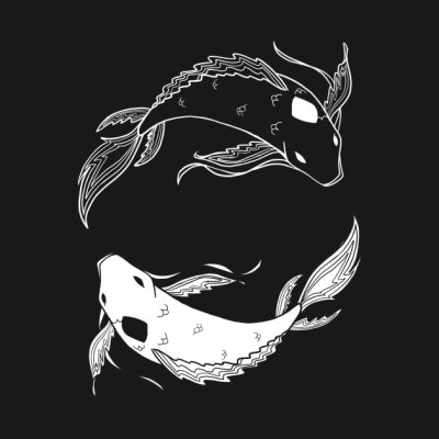 White On Black Spirit Fish Atla T-Shirt Official Avatar: The Last Airbender Merch