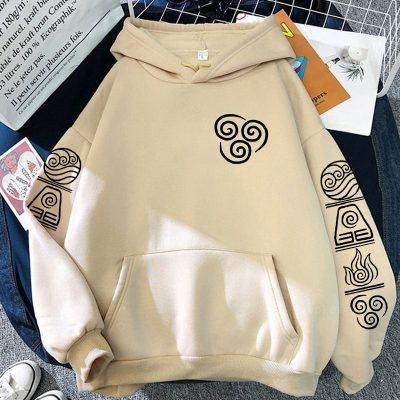 Harajuku Anime Avatar The Last Airbender Logo Hoodie Autumn And Winter Pullovers Water Earth Fire Air - Avatar: The Last Airbender Store