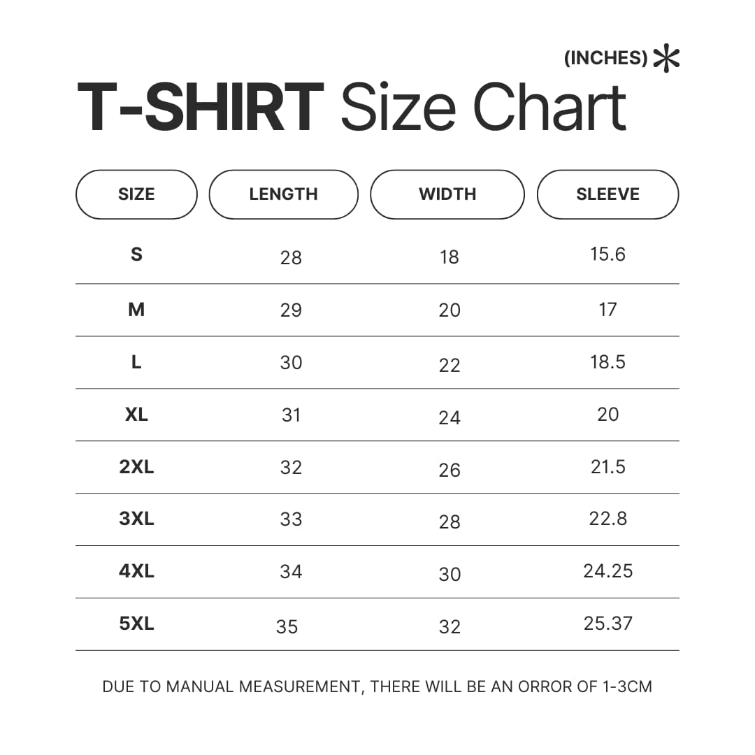 T shirt Size Chart - Avatar: The Last Airbender Store