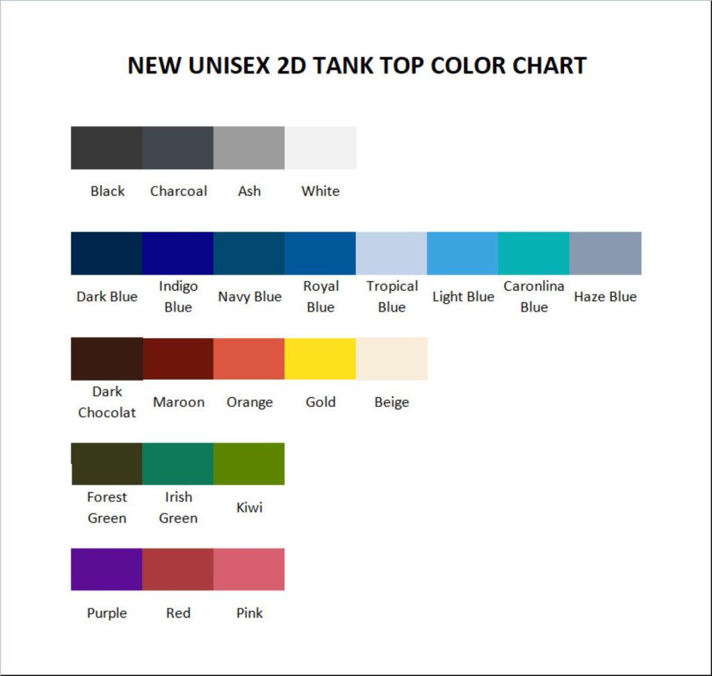 tank top color chart - Avatar: The Last Airbender Store